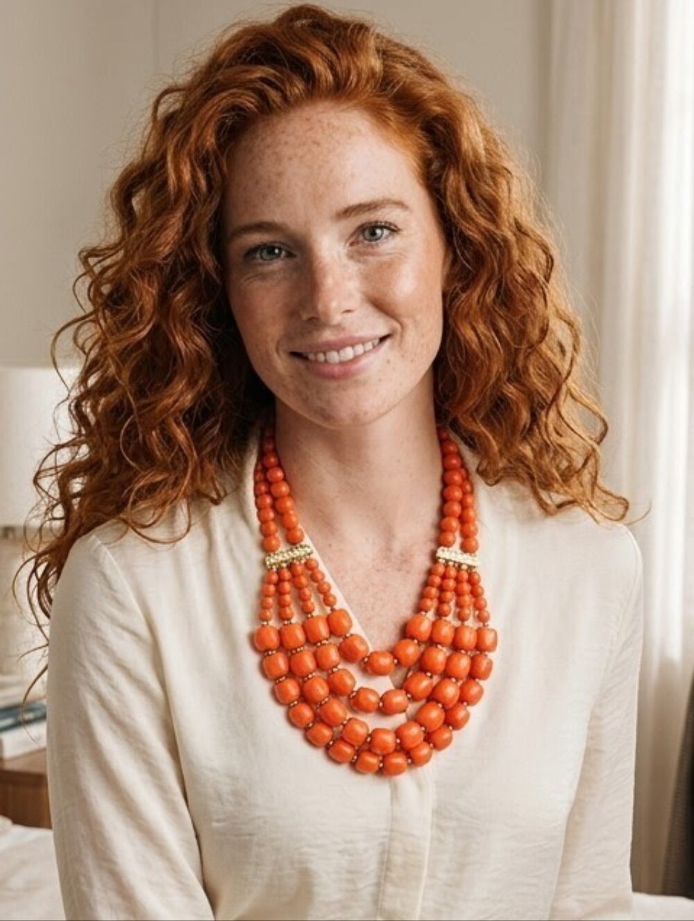 Sassified Boutique Nwt Statement Orange Beaded Multi-Strand Necklace